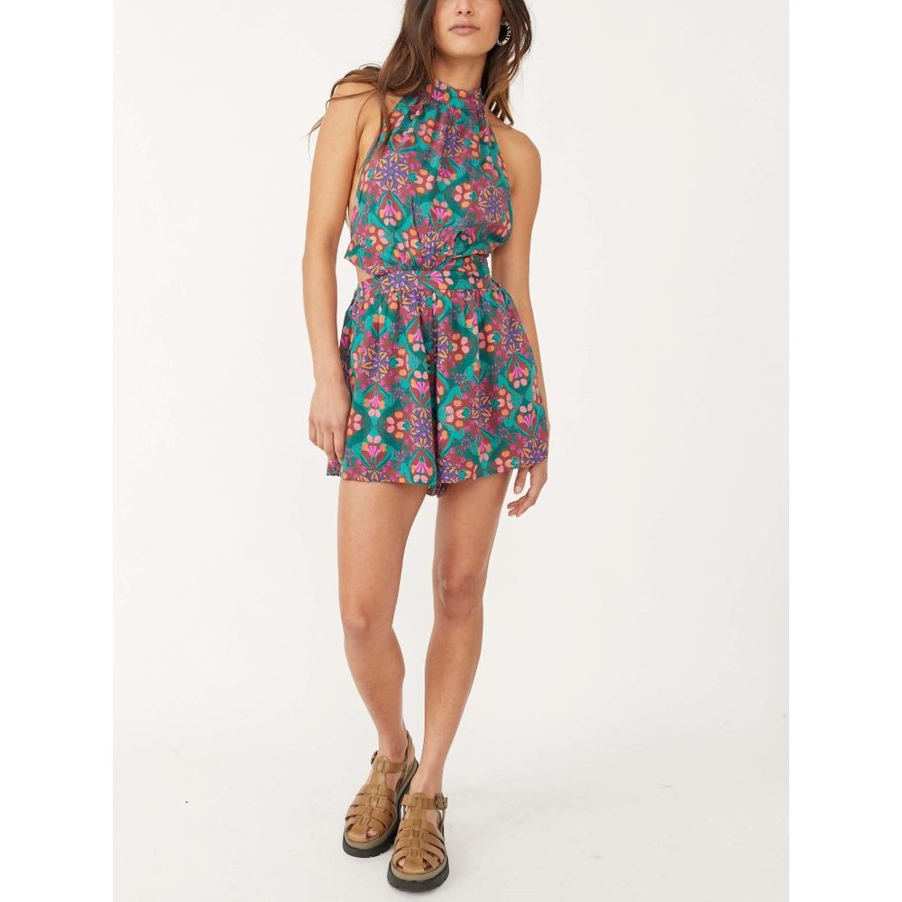 NWT Free People Coral Tides Romper / Wine Combo